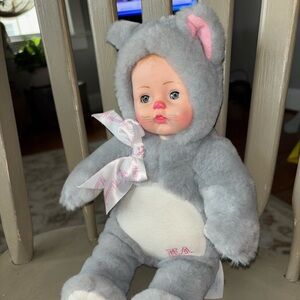 Madame Alexander hug me plush Doll in Cat Outfit with Pink Accents